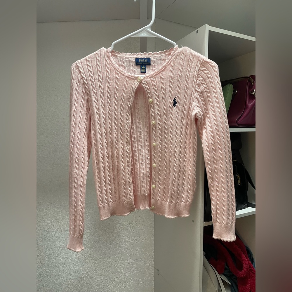 Ralph Lauren Baby Pink Button Up Sweater! No flaws! Barley worn!